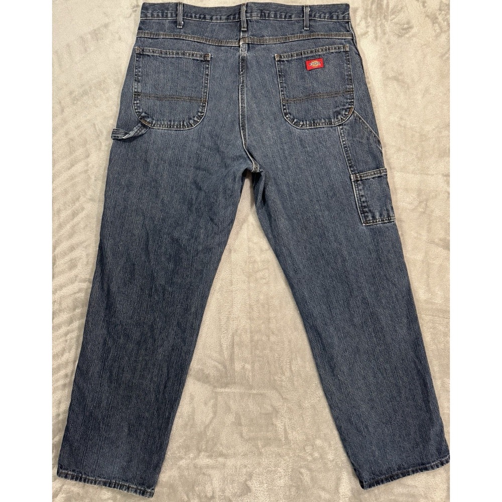 Dickies Jeans Mens 36x32 Blue Carpenter Relaxed Stonewash High Rise Hammer Loop